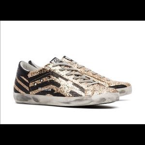 Golden Goose Superstar gold glitter sneakers size 38